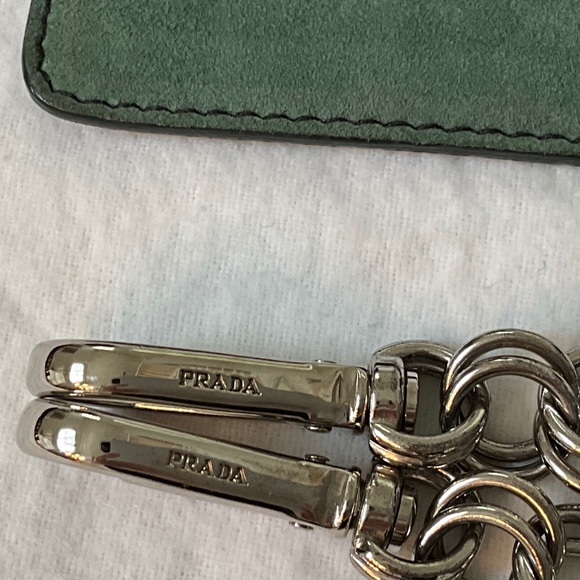 PRADA Camoscio Suede Metal Sound Bag Green - Picture 3 of 15